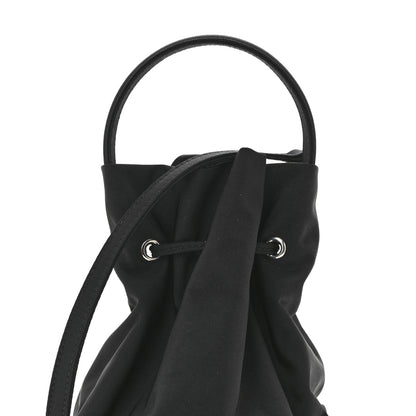 Balenciaga Recycled Sport Nylon Logo Embroidered Wheel Drawstring Bucket Bag Black White Black White 8 of 10