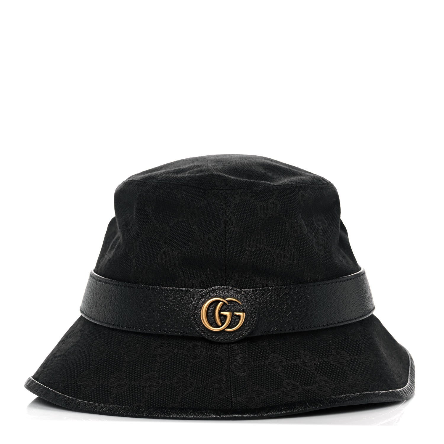 Gucci Monogram Textured Dollar Calfskin GG Jago Bucket Hat M Black 2 of 7