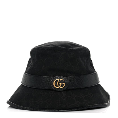 Gucci Monogram Textured Dollar Calfskin GG Jago Bucket Hat M Black 2 of 7