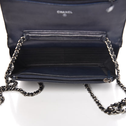 Chanel Lambskin Quilted Boy Wallet On Chain WOC Navy Blue 5 of 16