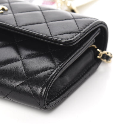 Chanel Lambskin Quilted Pearl Clutch With Chain Black 12 of 13