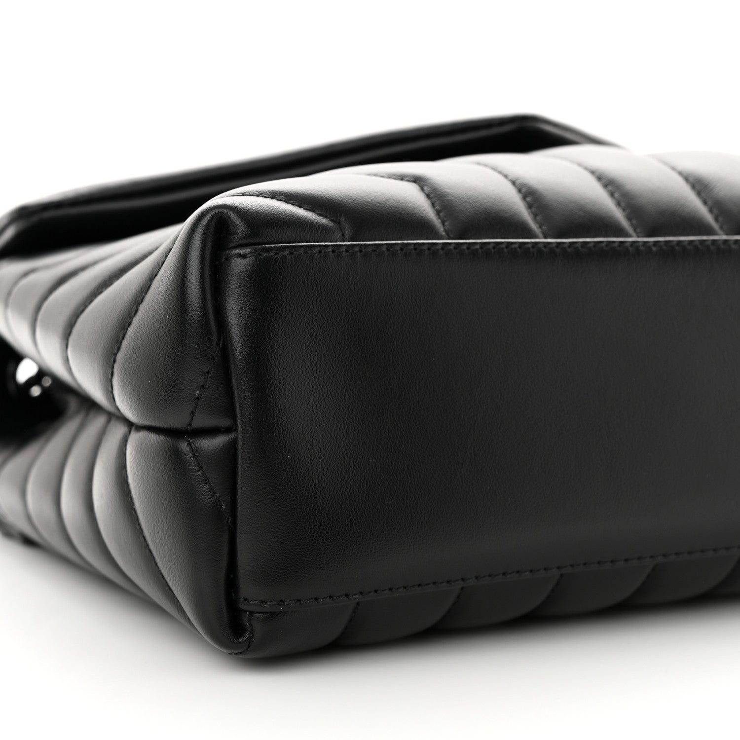 Saint Laurent SAINT LAURENT Calfskin Y Quilted Monogram Monochrome Small Loulou Chain Satchel Black 9 of 11