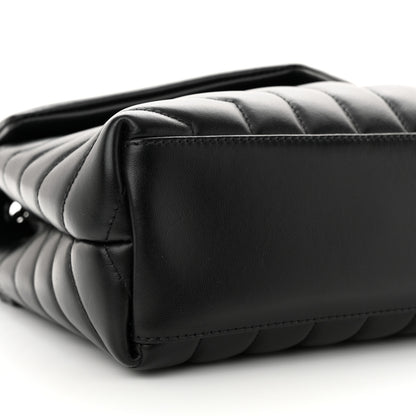 Saint Laurent SAINT LAURENT Calfskin Y Quilted Monogram Monochrome Small Loulou Chain Satchel Black 9 of 11