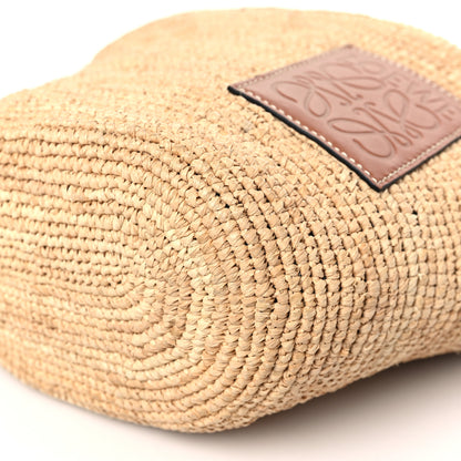 Loewe Calfskin Raffia Anagram Paulas Ibiza Pochette Bag Natural Tan 8 of 9