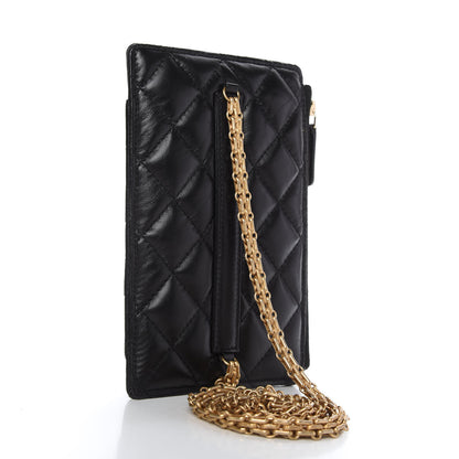 Chanel Aged Calfskin Quilted 2.55 Reissue Phone Holder With Chain Black 3 of 11