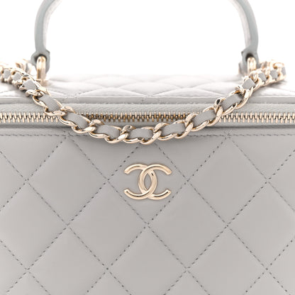 Chanel Lambskin Quilted Small Top Handle Vanity Case With Chain light Grey 8 of 13