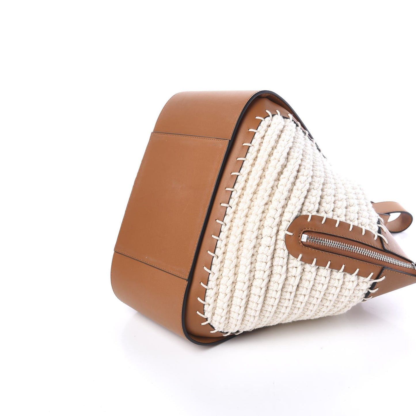 Calfskin Small Crochet Hammock Shoulder Bag Tan