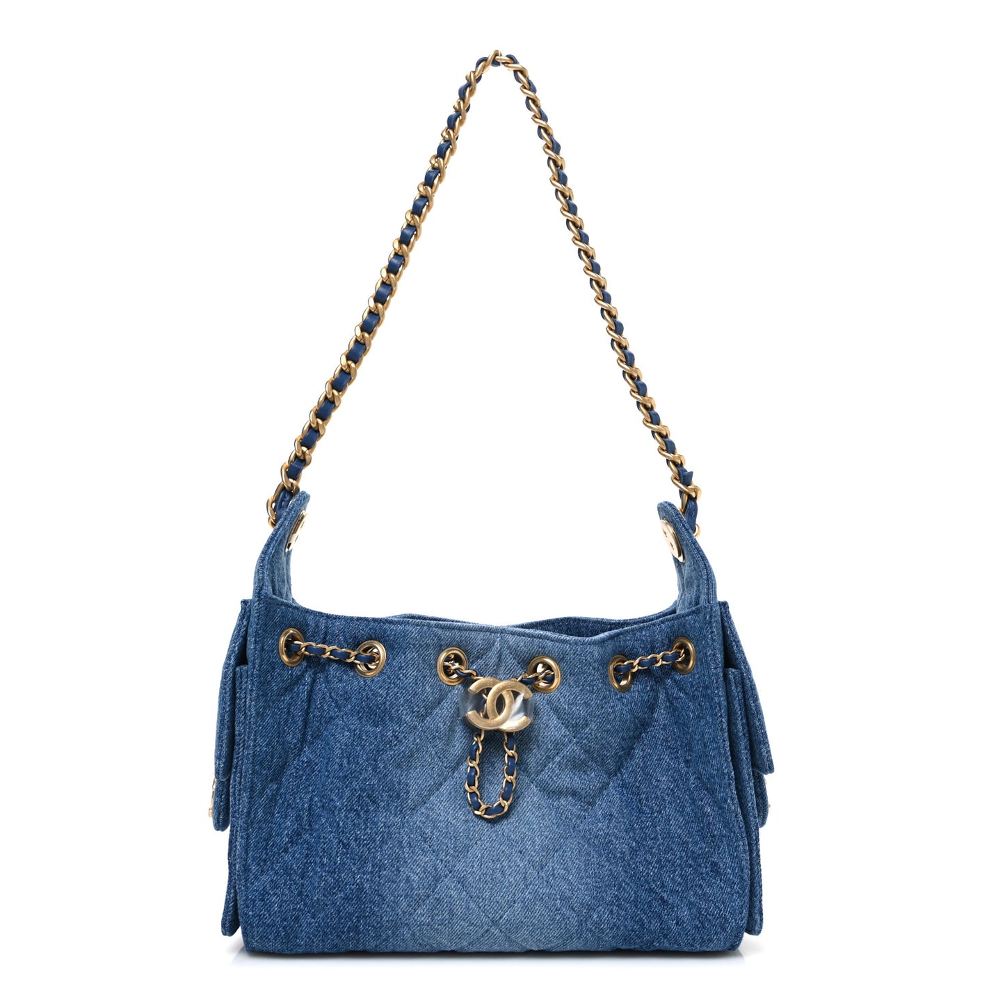 Cotton Wool Tweed Quilted Mini Chanel 25 Handbag Black Blue