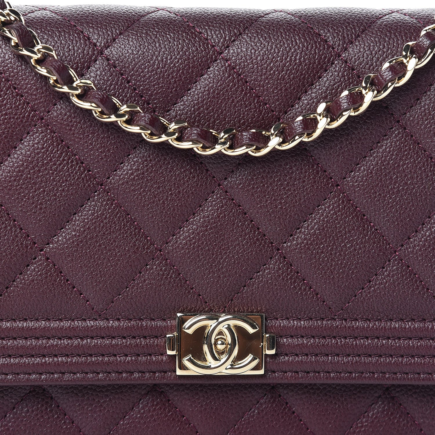 Chanel Caviar Quilted Boy Wallet On Chain WOC Dark Purple 9 of 13