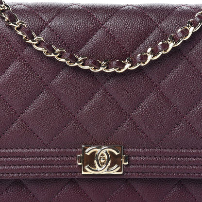Chanel Caviar Quilted Boy Wallet On Chain WOC Dark Purple 9 of 13