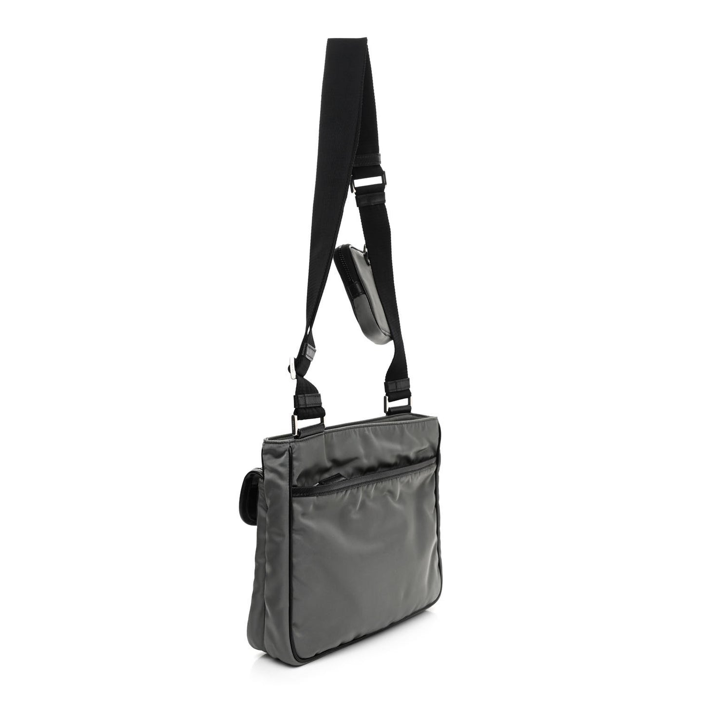 Tessuto Nylon Saffiano Messenger Bag Black Grey