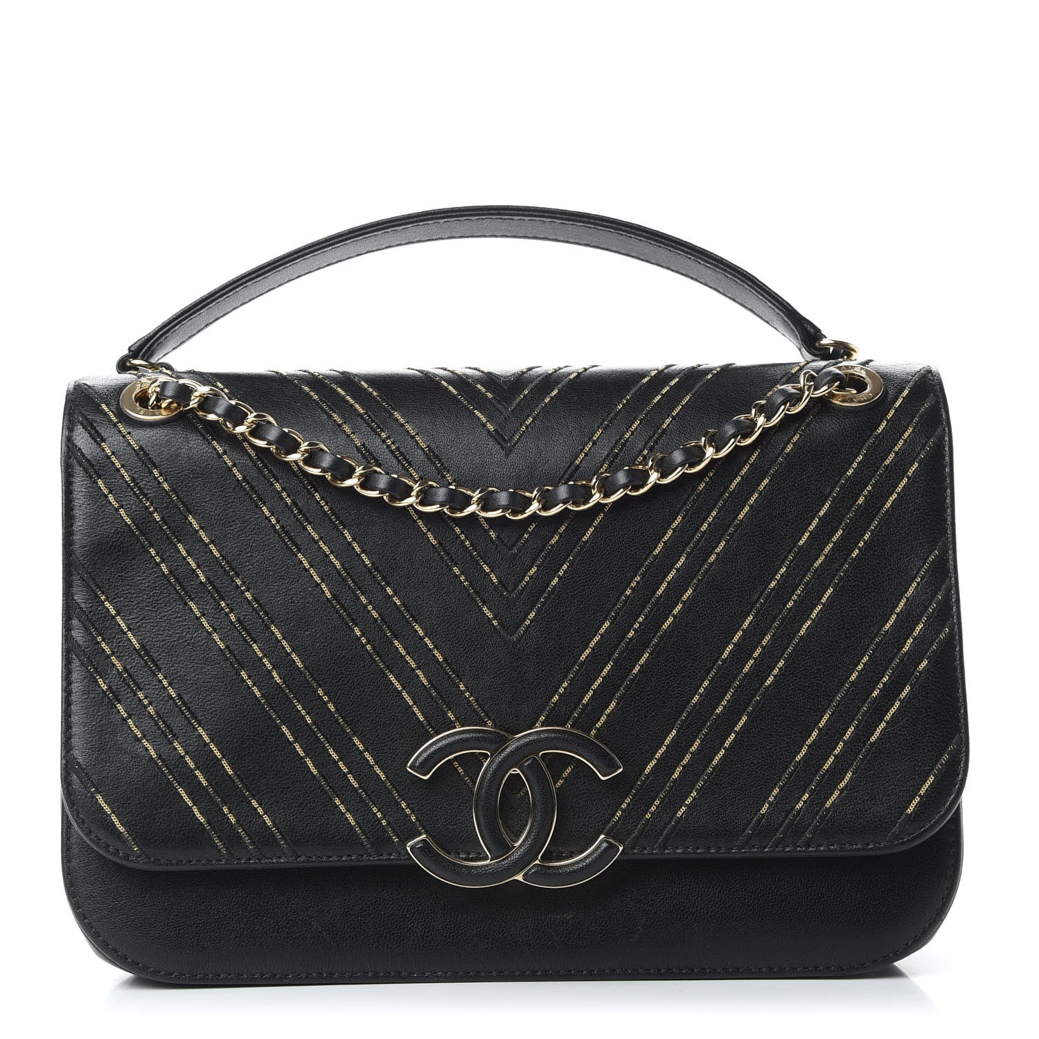 Chanel Sheepskin Chain CC Subtle Flap Black 1 of 10