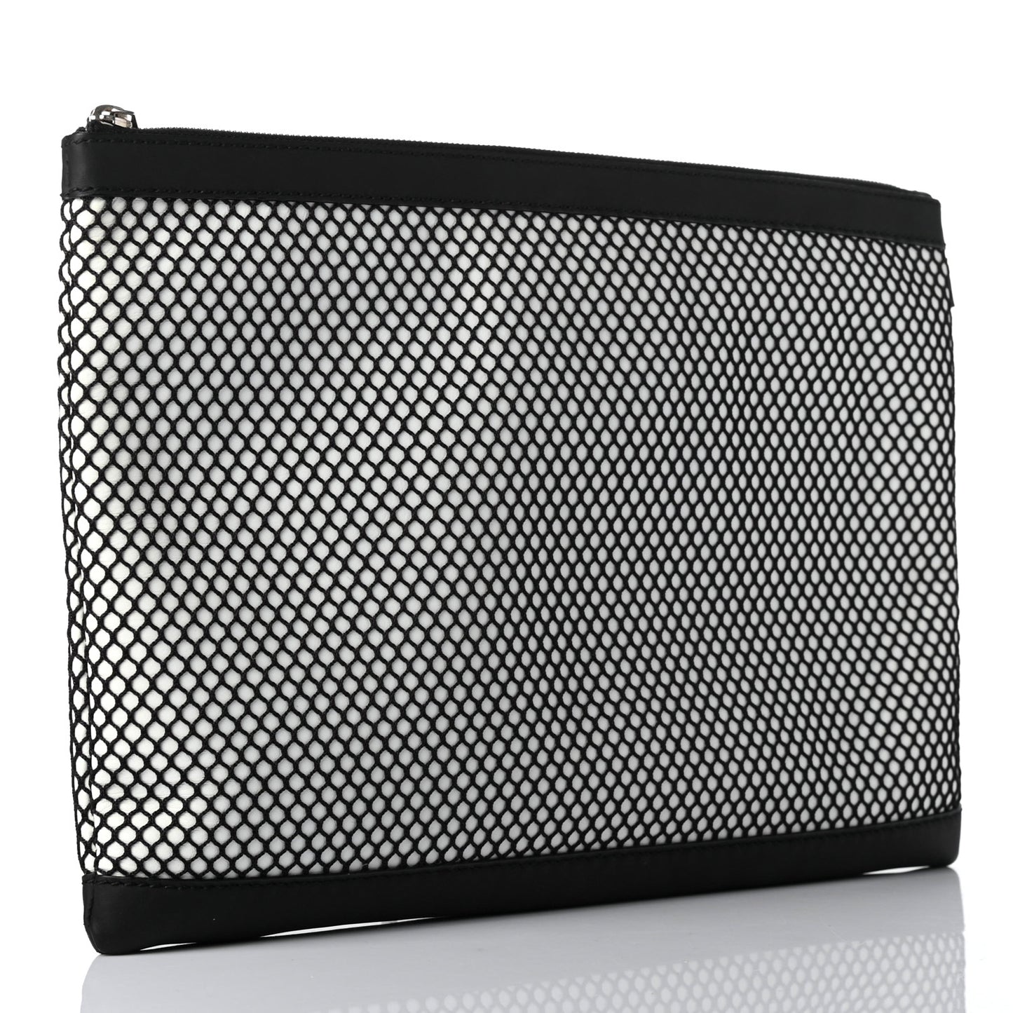 Nylon Mesh Lambskin Classic Silver Hardware Large Clip White Black