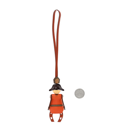 Hermes Epsom Chevre Mysore Artificer Bag Charm Cuivre Feu Orange Etoupe Biscuit Rouge Sellier 2 of 4