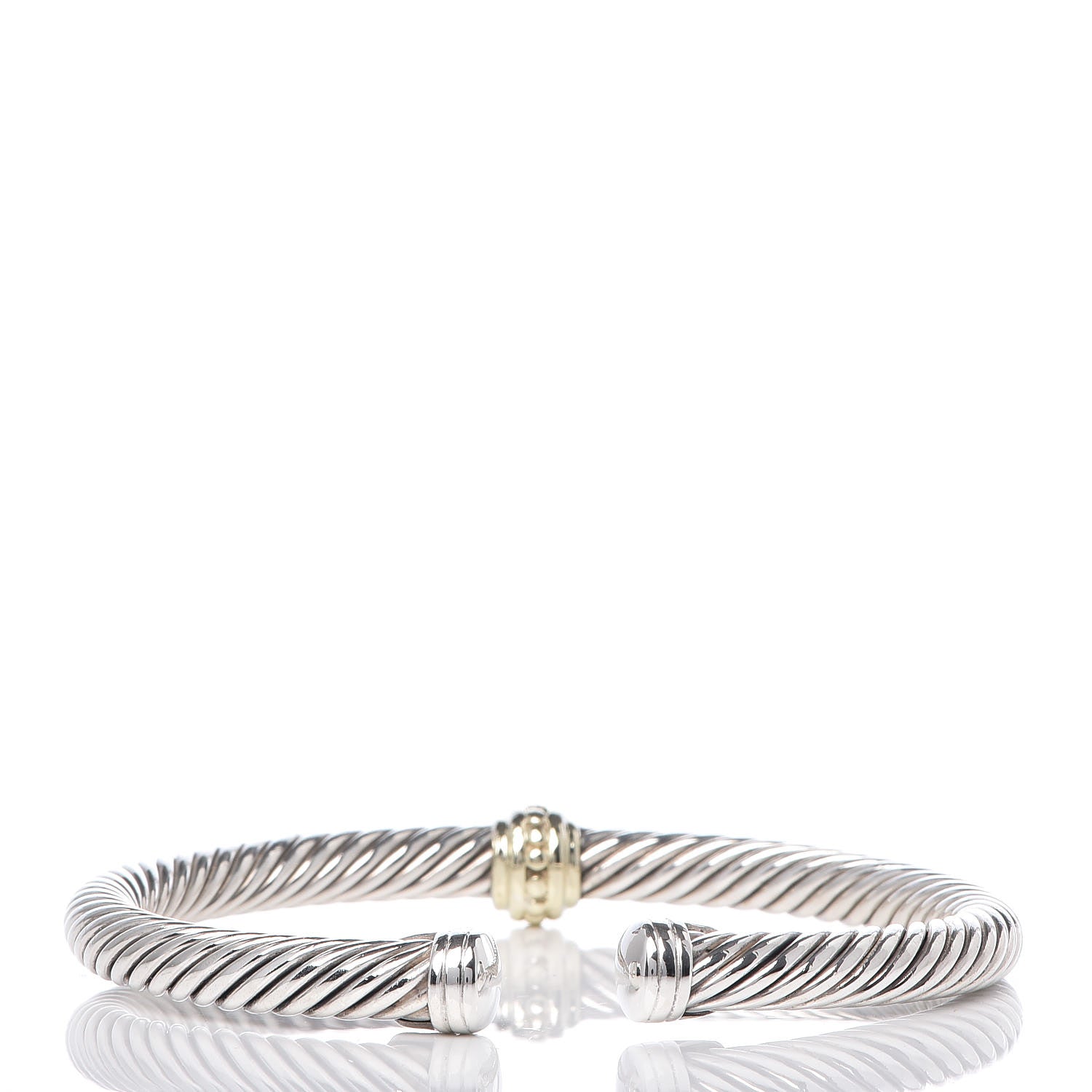 David Yurman Sterling Silver 14K Yellow Gold 5mm Cable Classics Single Station Bracelet 3 of 4
