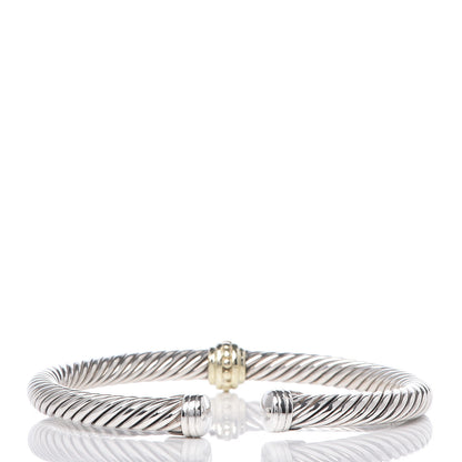 David Yurman Sterling Silver 14K Yellow Gold 5mm Cable Classics Single Station Bracelet 3 of 4