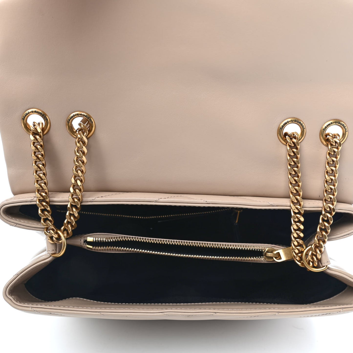 Calfskin Y Quilted Monogram Medium Loulou Chain Satchel Nude Powder