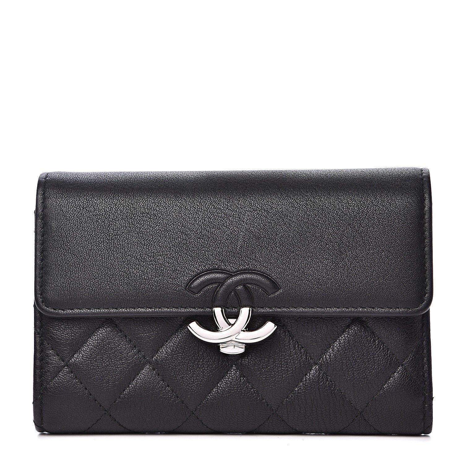 Chanel Lambskin Quilted CC Box Flap Wallet Black 1 of 13