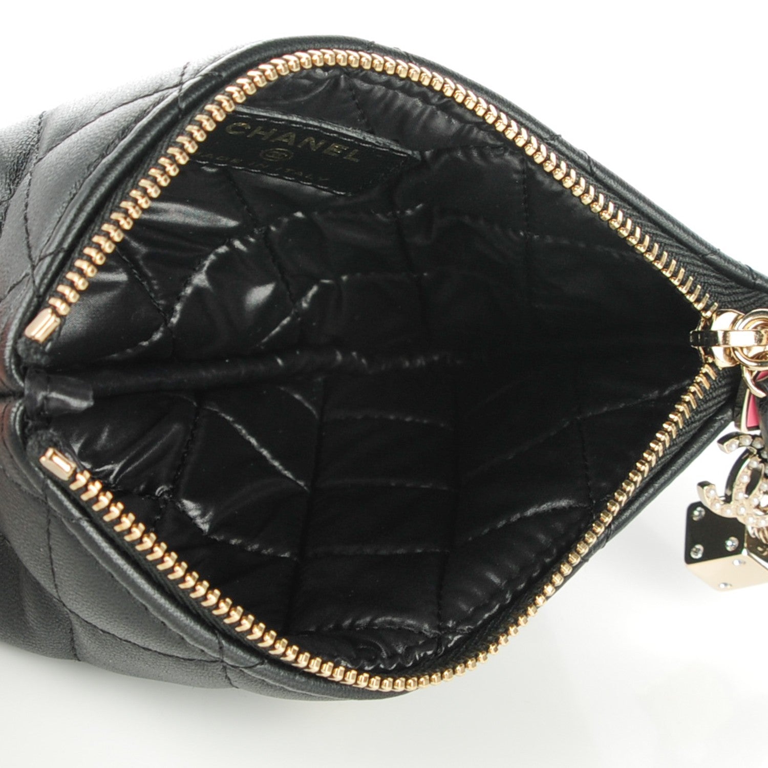 Chanel Lambskin Quilted Zip Casino Coin Purse Black 5 of 7
