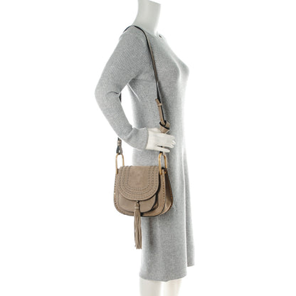 Chloe Suede Calfskin Braided Small Hudson Shoulder Bag Motty Grey 2 of 8