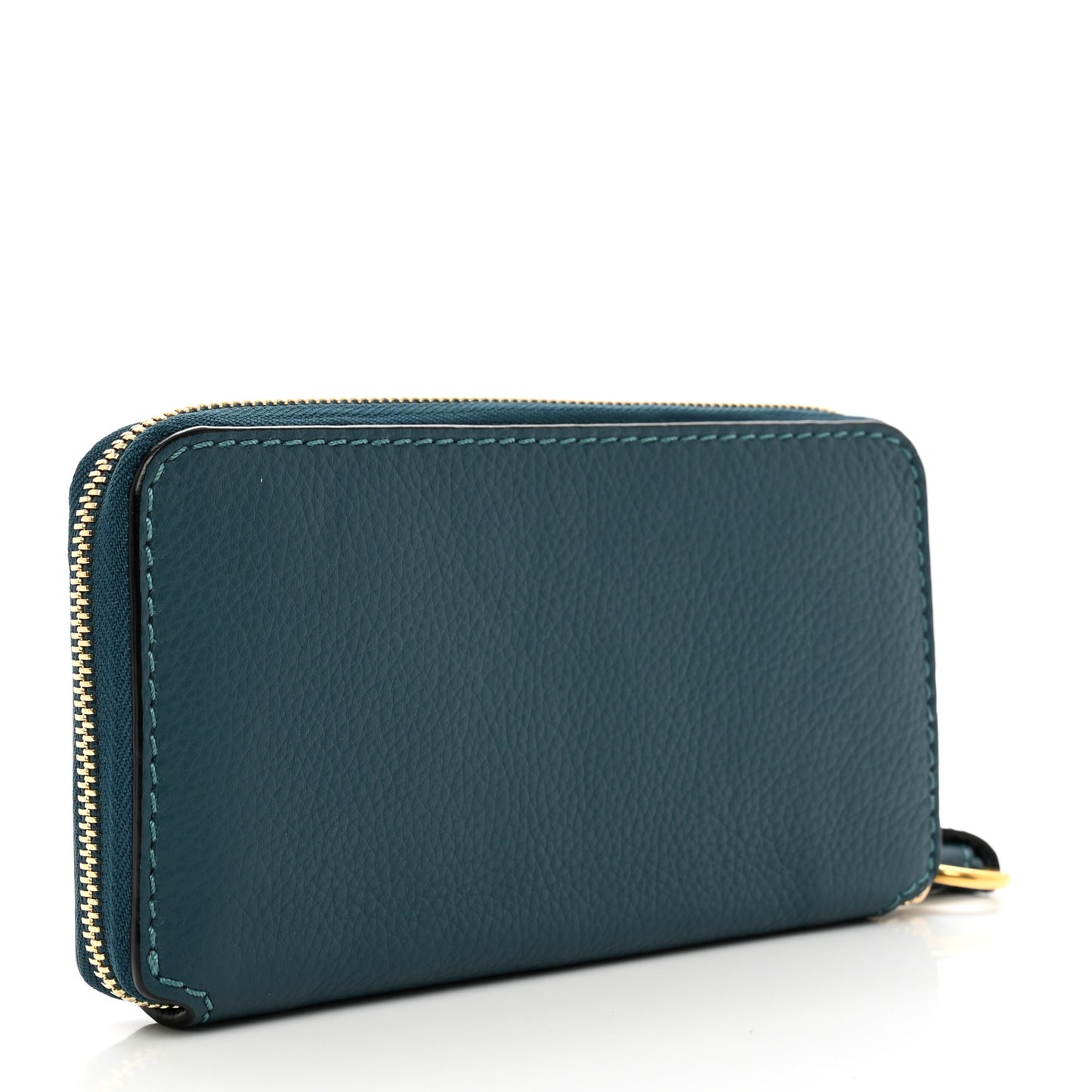 Grained Calfskin Marcie Long Zip Around Wallet Steel Blue