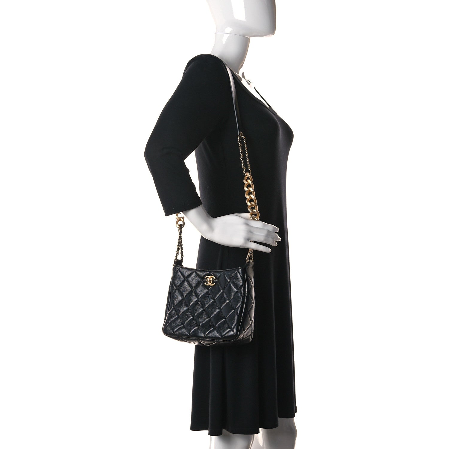 Chanel Lambskin Quilted Large CC Funky Town Hobo Black 2 of 10