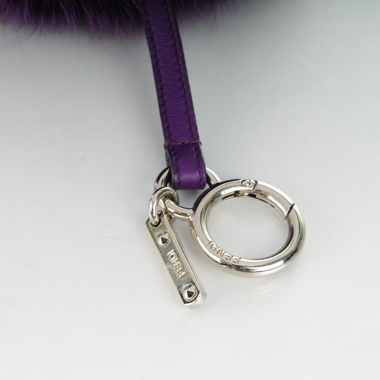 Fendi Fox Fur Shiny Nappa Bi-Color M ABCharm Bag Charm Viola Lago Viola Plus 4 of 4