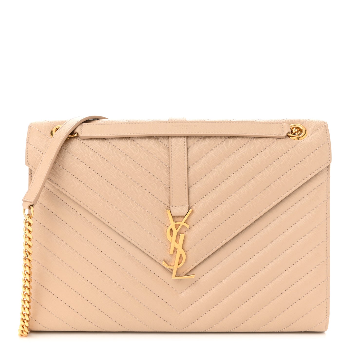 Grain De Poudre Matelasse Chevron Large Monogram Satchel Nude Powder