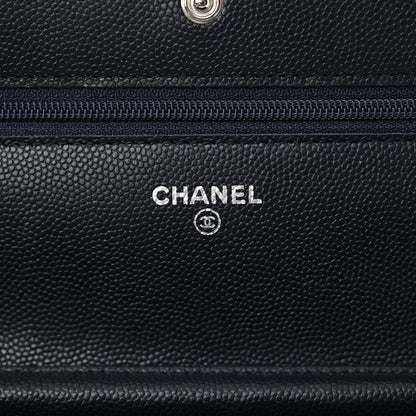Chanel Caviar Quilted Wallet on Chain WOC Navy Blue 6 of 14