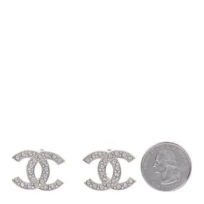 Chanel Crystal CC Stud Earrings Gold 2 of 5