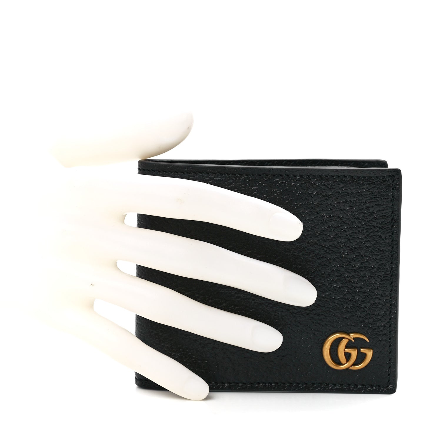 Calfskin Boar Effect GG Marmont Bi-Fold Wallet Black
