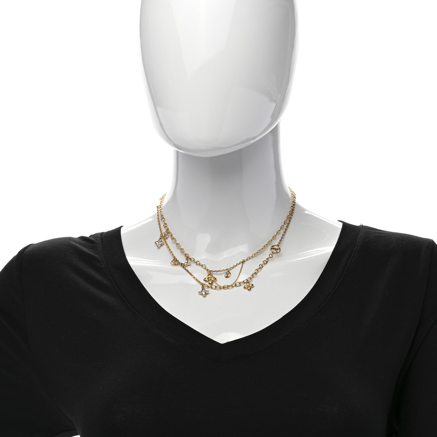 Louis Vuitton Metal Blooming Strass Necklace Gold 2 of 6