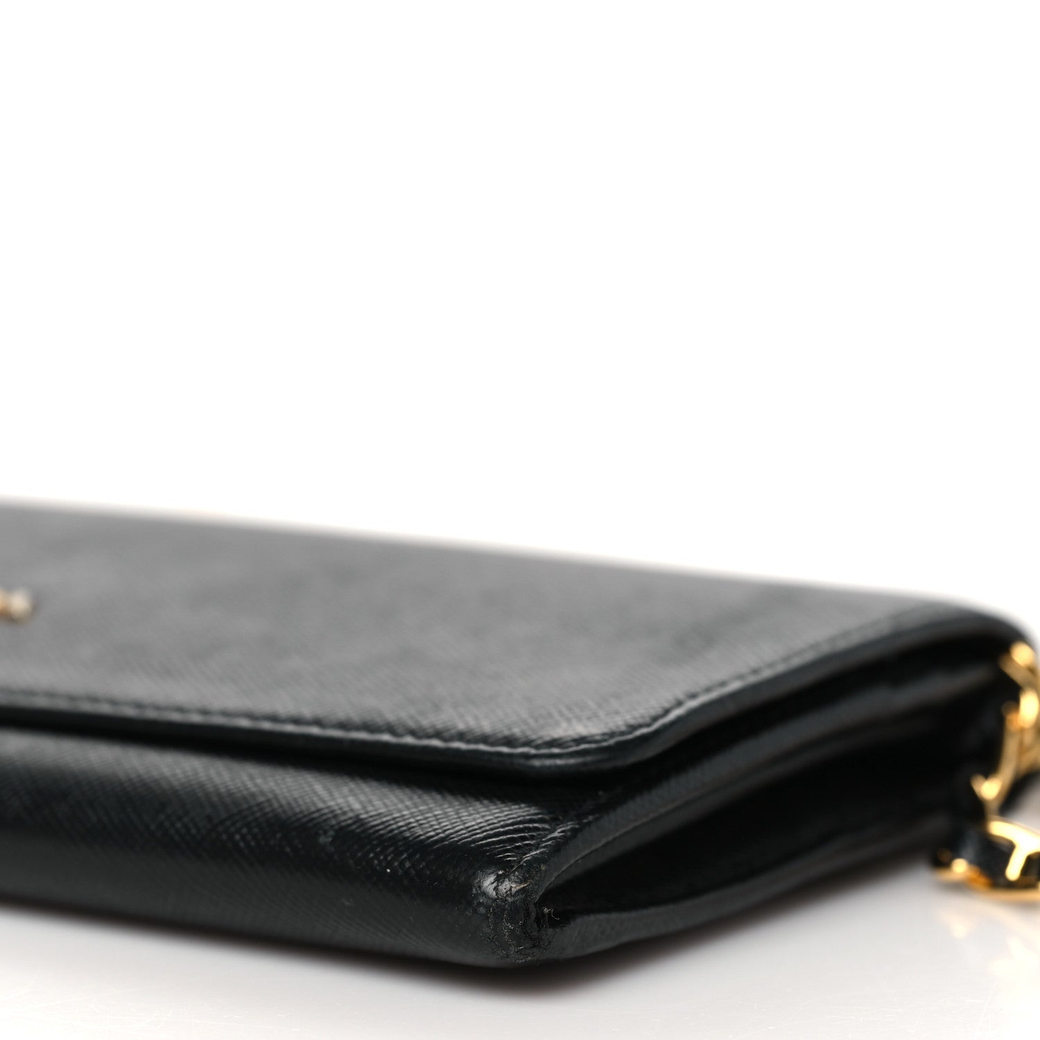 Prada Saffiano Metal Oro Chain Wallet Black 10 of 16