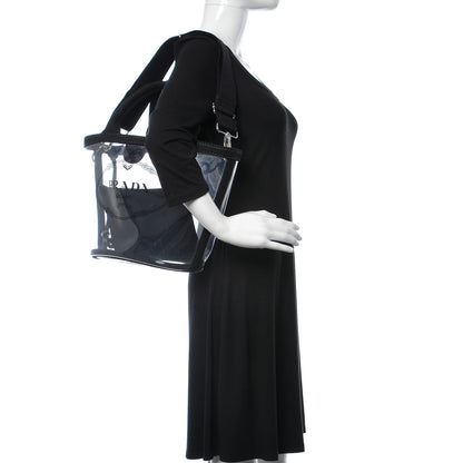 Prada Plexiglass Canapa Small Shopper Tote Black 2 of 12