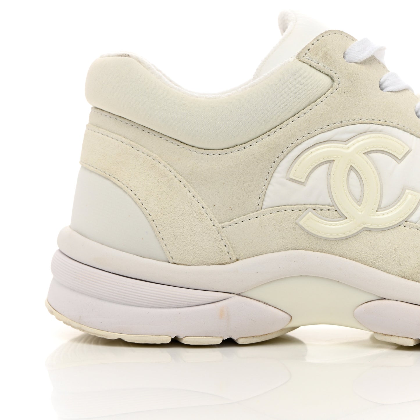 Suede Calfskin Fabric CC Sneakers 38 White