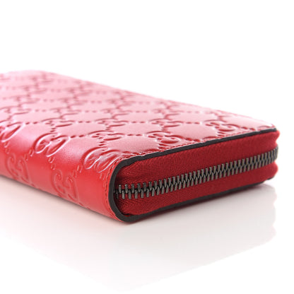 Gucci Guccissima Signature Zip Around Wallet Hibiscus Red 6 of 8