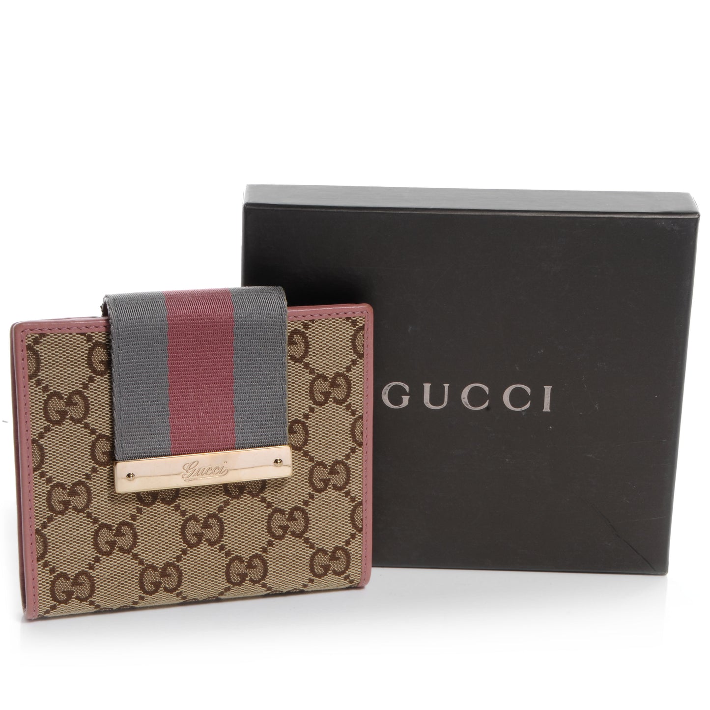 Monogram Selleria Calfskin Web Ladies Web French Wallet Pink