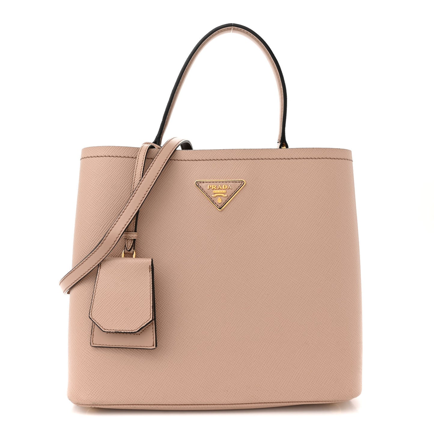 Saffiano Cuir Panier Bucket Bag Cipria Black