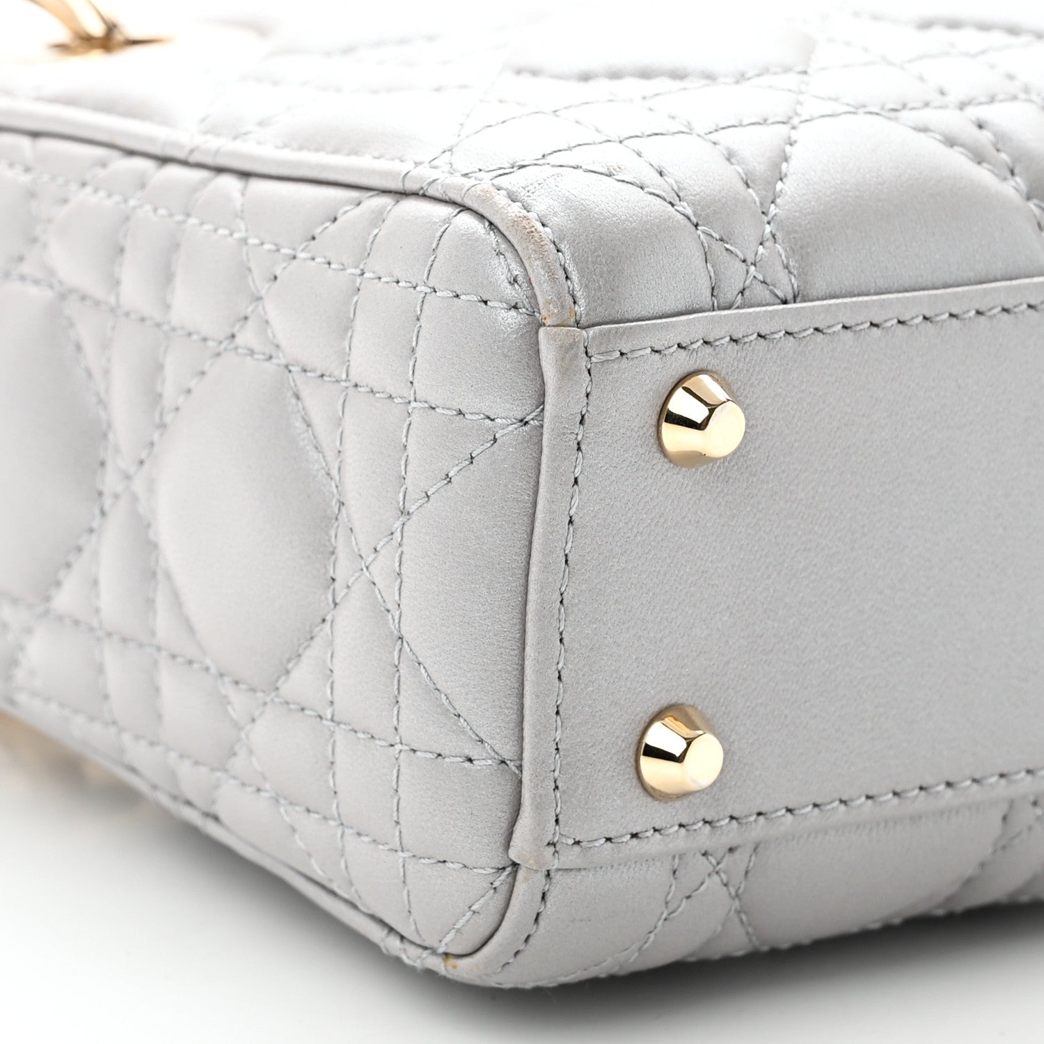 Christian Dior Lambskin Cannage Mini Lady Dior Gray Opaline Gray Opaline 9 of 10