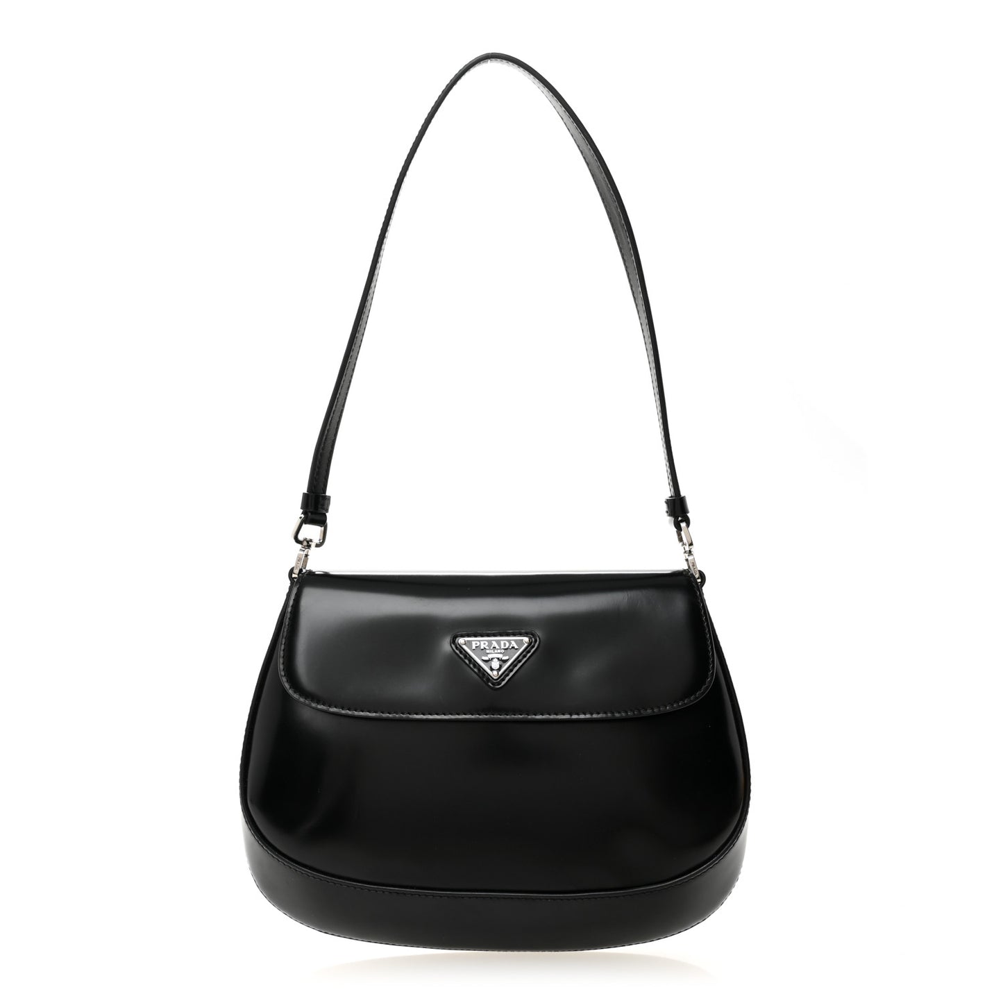 Spazzolato Cleo Flap Shoulder Bag Black