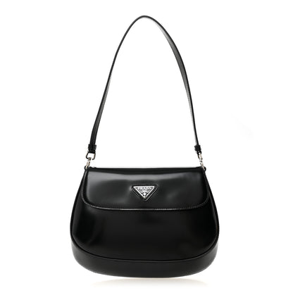 Prada Spazzolato Cleo Flap Shoulder Bag Black 1 of 11