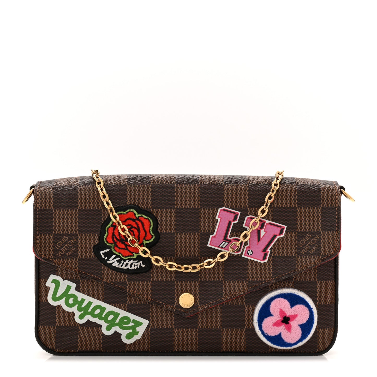 Damier Ebene My LV World Tour Pochette Felicie Chain Wallet Coquelicot