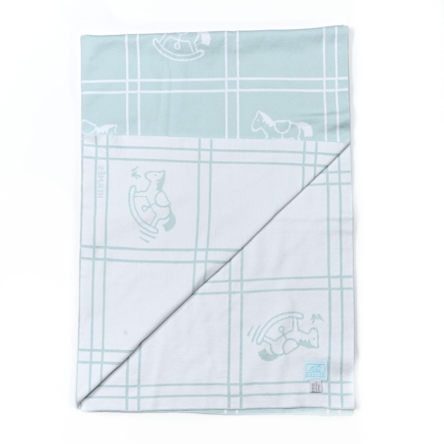 Cotton Knit Adada Baby Blanket Bleu Glacier