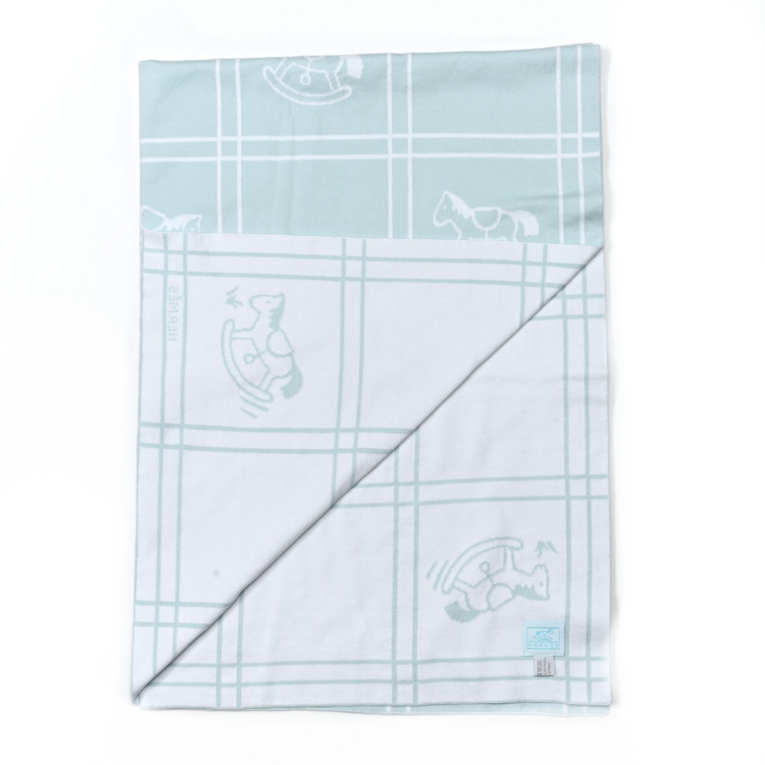 Hermes Cotton Knit Adada Baby Blanket Bleu Glacier 2 of 4