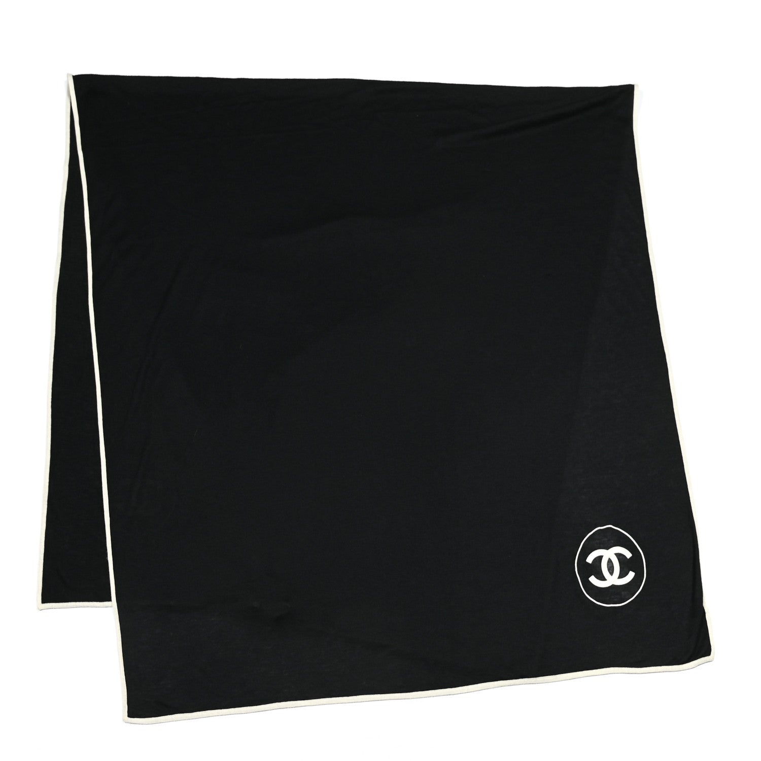 Chanel Cashmere Silk CC Scarf Black 2 of 4