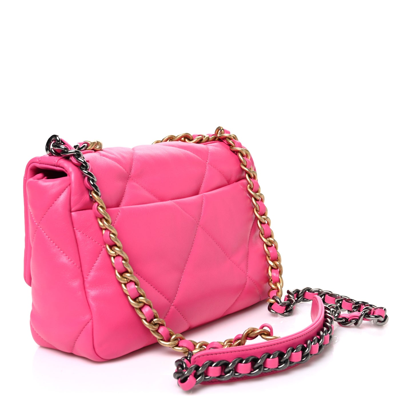 Lambskin Quilted Medium Chanel 19 Flap Dark Pink