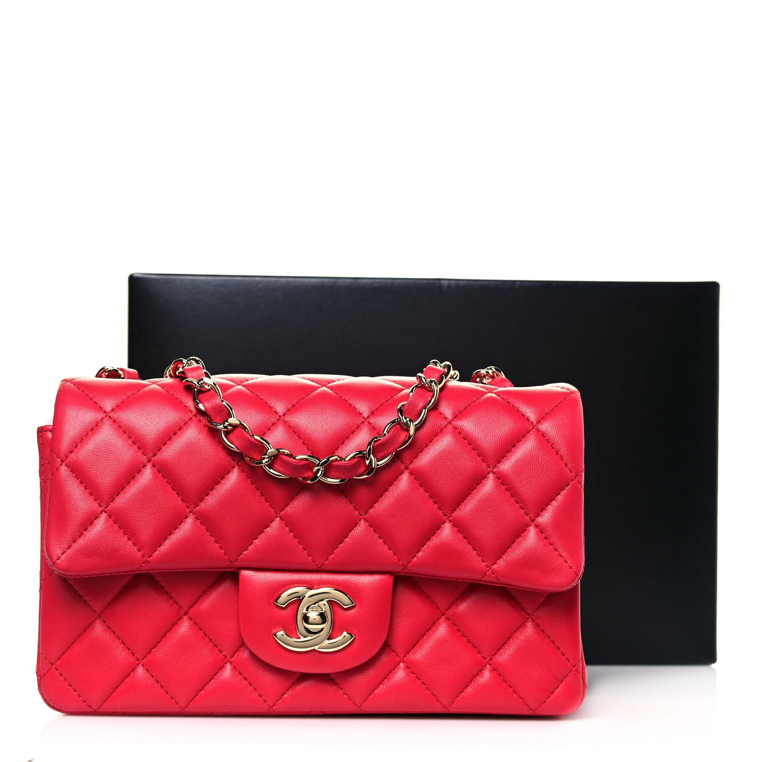 Chanel Lambskin Quilted Mini Rectangular Flap Red 9 of 9