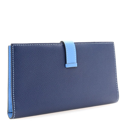 Hermes Epsom Bicolor Bearn Gusset Wallet Bleu Saphir Bleu Paradis 3 of 7