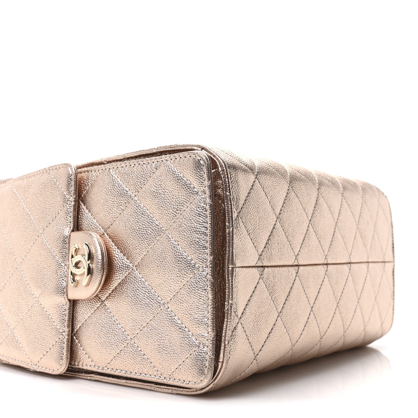 Metallic Caviar Quilted Small Chanel 25 Handbag Copper