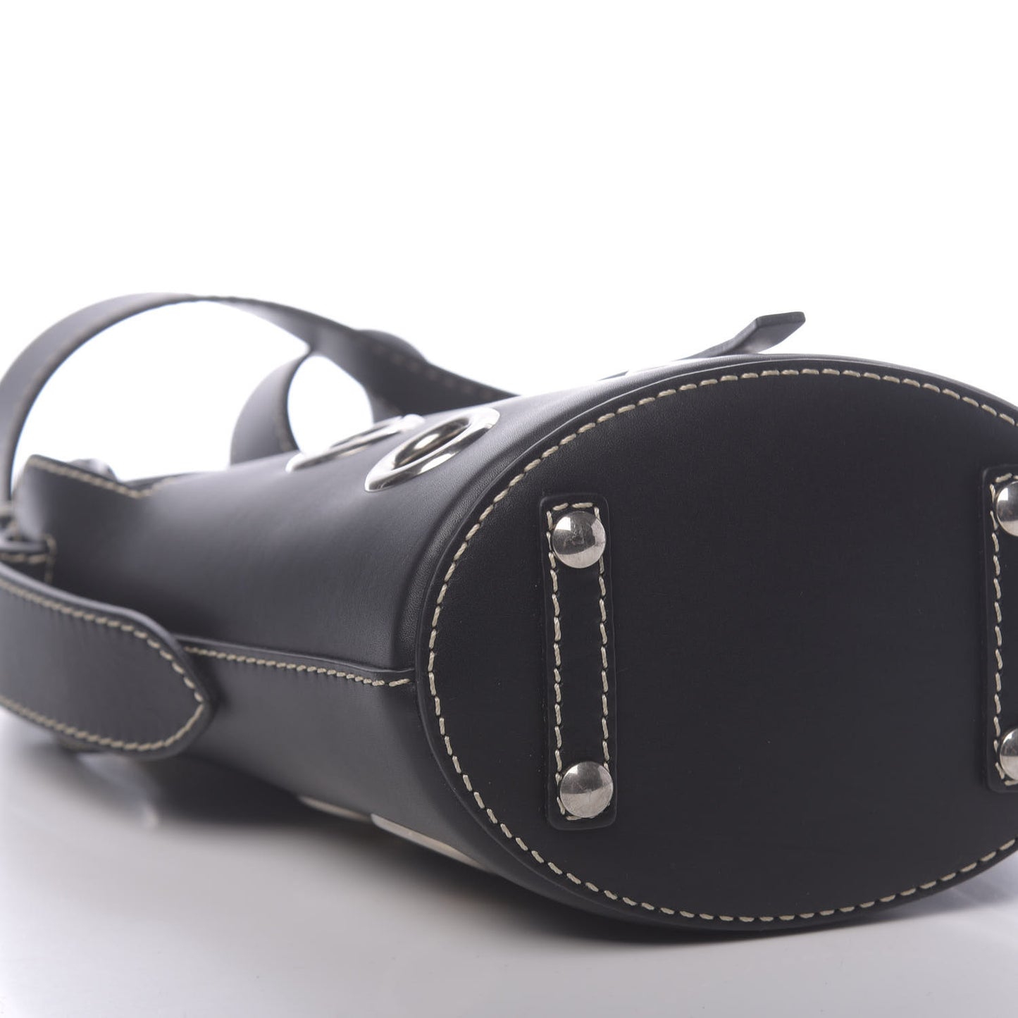 Calfskin Grommet Mini Bucket Bag Black